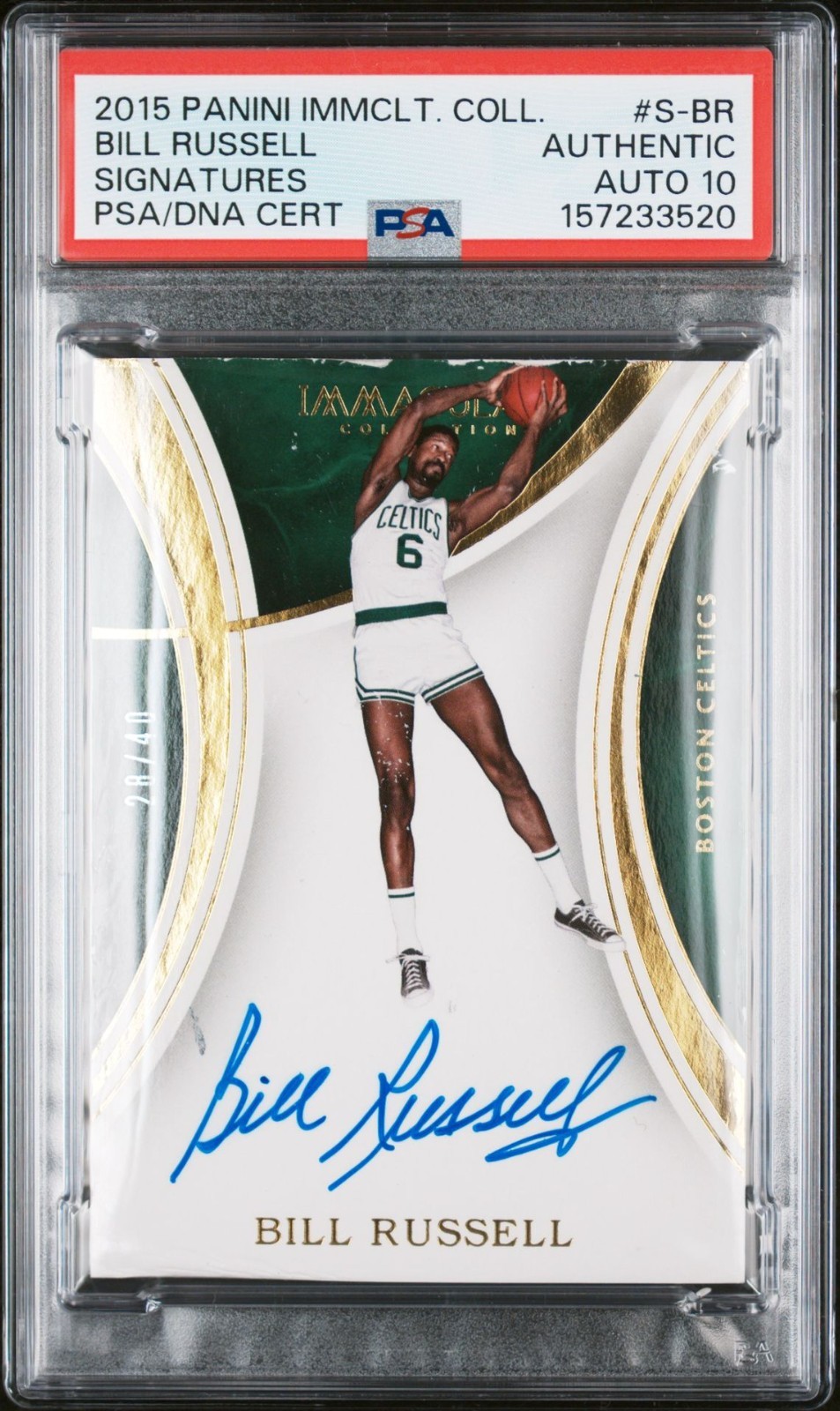 Bill Russell 2015-16 Panini Immaculate Signatures Auto Autograph #/40 PSA 10 AU