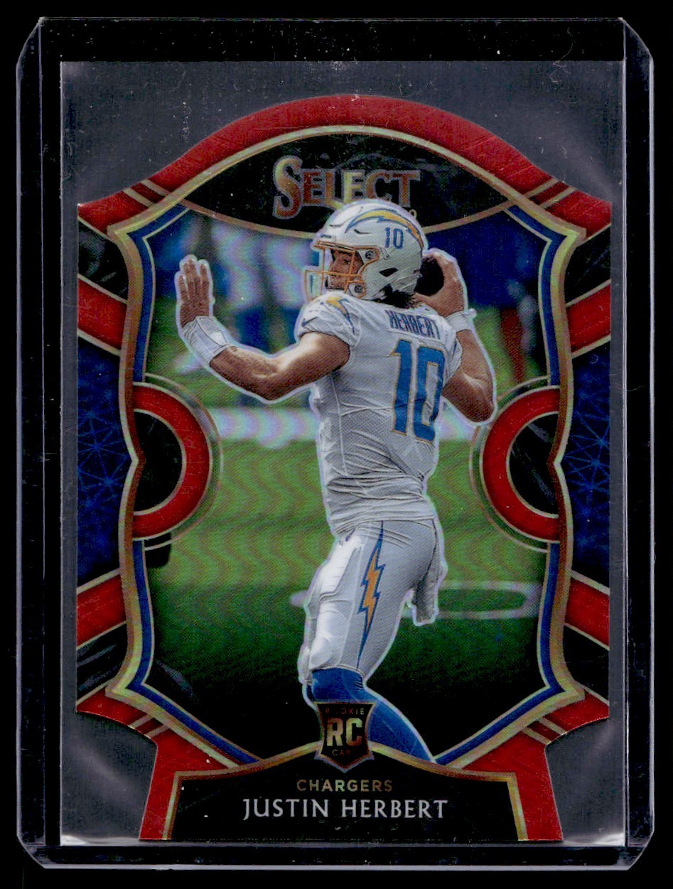 2020 Select Prizm Red Die Cut Justin Herbert Rookie Los Angeles Chargers #44