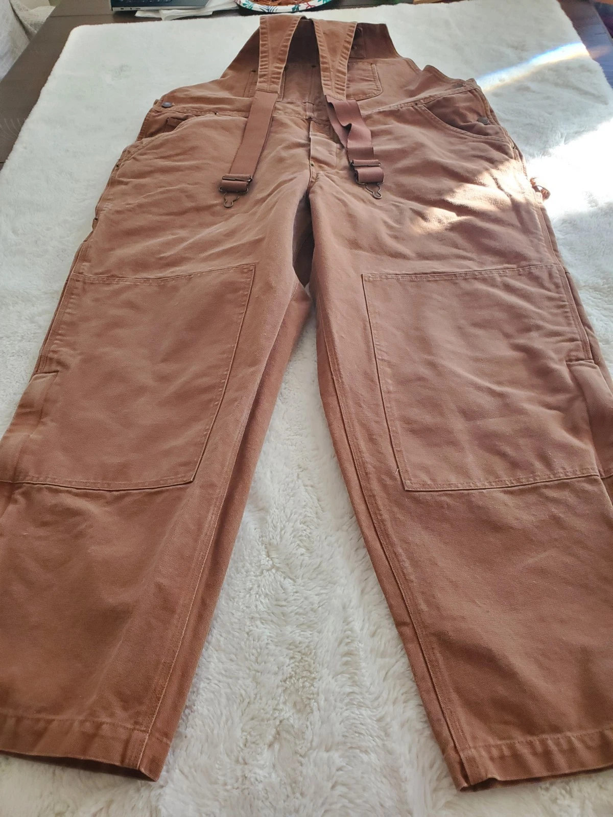 Outback Rider Double Knee VTG ThickBrown Canvas Cargo Utility Overall Men 2XL/31
