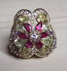 SETA Sterling Ring Gemstones & Butterfly Floral Gold Plated — photo 2