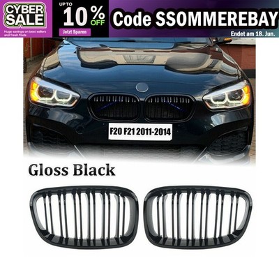 Sport Kühlergrill Nieren Doppelsteg Für BMW 1er F20 F21 2011-2014 Glanz Schwarz