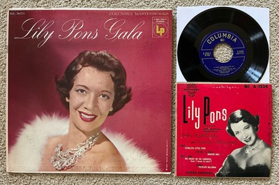LILY PONS - Gala LP w/ INNER + 7'' Lot x2 1957 Columbia ML5073 Vinyl * Near MINT