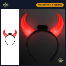 Light Up Red Devil Horns Headbands - Flashing LED Costume Accessories for Partie