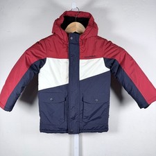 Nautica Colorblocked Snorkel Jacket Red Blue Zipper Hooded Winter Boys Size 4T