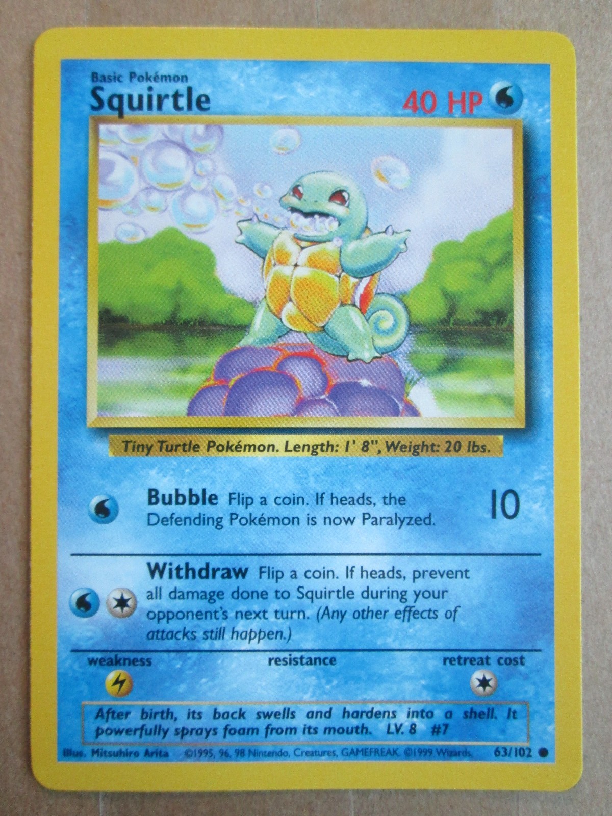 Squirtle - 63/102 - Common WOTC TCG—Base Set Pokemon Card
