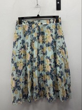 Disney Cinderella Women's Mint Floral Pleated Elastic Waist MIDI Skirt Sz L