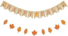 Happy Fall Banner Garland with Pumpkin Maple Leaves for Home Autumn Decor,