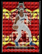 2023-24 Panini Mosaic #14 Terance Mann Choice Fusion Red & Yellow #/75 card