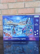 Image of 1000 Piece Jigsaw Puzzle Twinkling Lights Christmas Village HOP Redcastle New