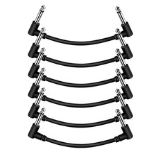 6 Pack of 6-Inch Right Angle Guitar Patch Cables - Black 1/4" TS