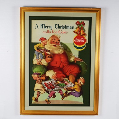 Coca Cola Easel Back A Merry Christmas Calls For Coke - 30.5 Inches Tall Framed