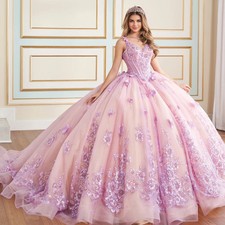 Pink Quinceanera Dresses Shiny Lace Appliques Beaded Corset Ball Gowns Sweet 16