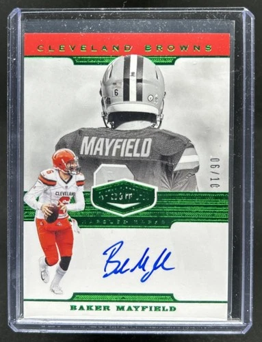 2019 Panini Plates & Patches Baker Mayfield Marquee Marks Green Auto #6/10