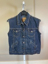Levi's Women's Vintage 90s Small Trucker Vest Dark Wash Classic