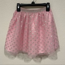 kids children's place pink mesh heart glitter skirt