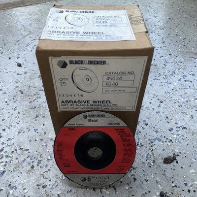 Black & Decker 45034 5'' Grinding Wheel 5x1/4x7/8 Type 27 A24Q Metal Box of 25