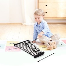 25 Note Glockenspiel Xylophone Wooden Base Aluminum Bars With 2 Mallets ZVWC