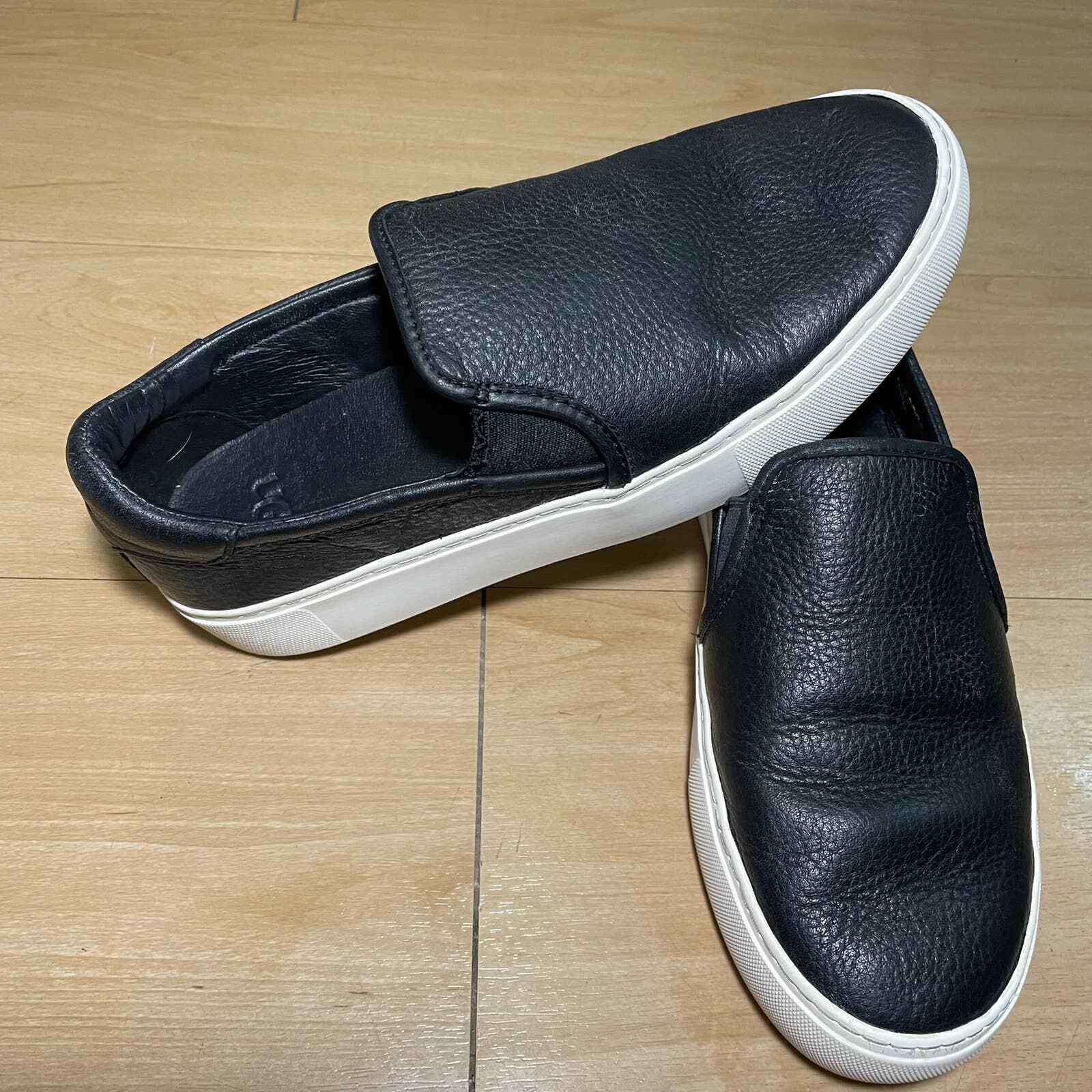 UGG Jass Leather Chunky Black Slip Ons 