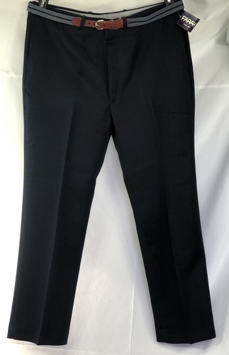 NWT Farah Pants Slacks 40x30 Blue Flat Front Side Pockets Belt Trouser Career - Picture 5 of 6