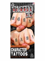 Alphabet KnöChel Klebe-Tattoos - Fasching Halloween Karneval - TemporäRe Tattoos