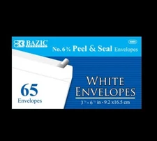 Bazic No.6 3/4" Peel and Seal White Envelopes 65 Envelopes Per Pack - Case of 24