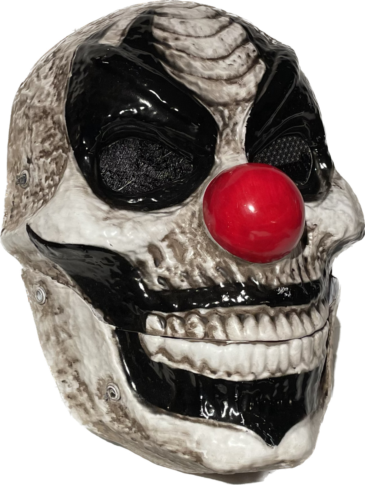 MOVING JAW CLOWN MASK Red Nose Adult Face Costume Evil Zombie Smile Mouth Opens