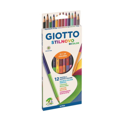GIOTTO Stilnovo BICOLOR 12 Farbstifte 24 Farben  DUO Doppel Buntstifte