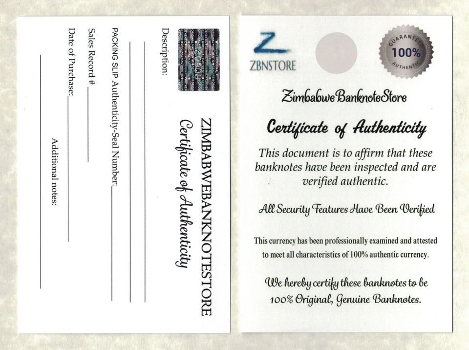 Billetes de 100 x 500.000 dólares de Zimbabue, 2008, paquete, 100 piezas, auténticos con certificado de autenticidad Foto 3 de 4
