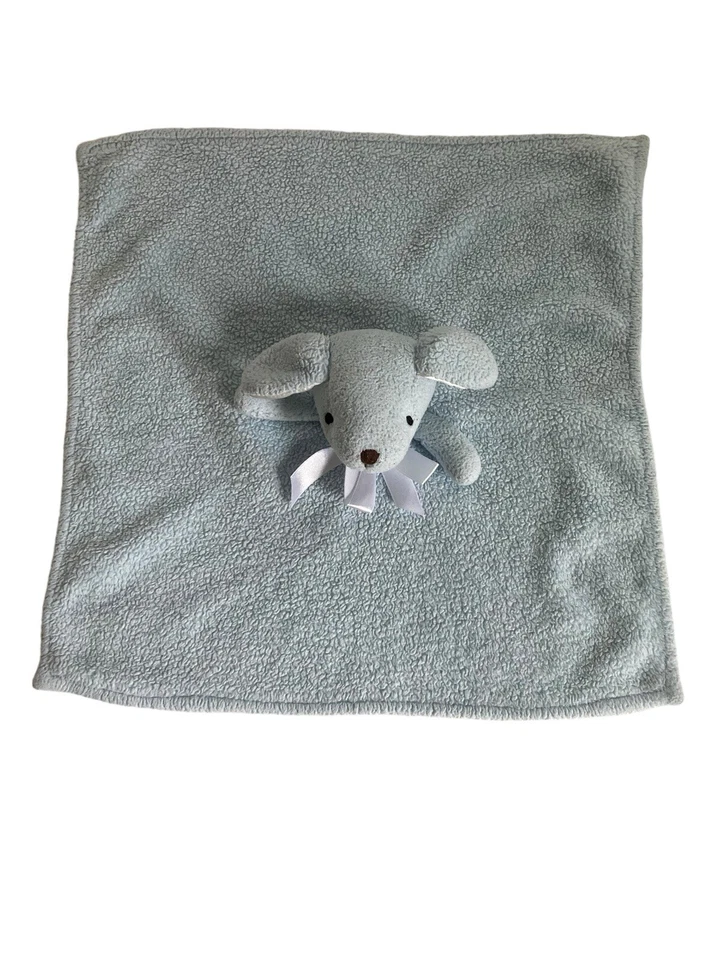 Manta Lovey Lambs & Ivy Blue Puppy Bunny 17" felpa 2009 orejas blancas satinadas Foto 3 de 4