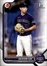 2022 Bowman Draft Jackson Cox #BD-174 Colorado Rockies 10M