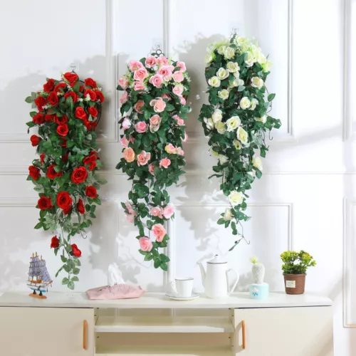 Kunstpflanzen Efeuranken Hängepflanzen Künstliche Blatt Rebe Violett Blumen Deko - Bild 3 von 14