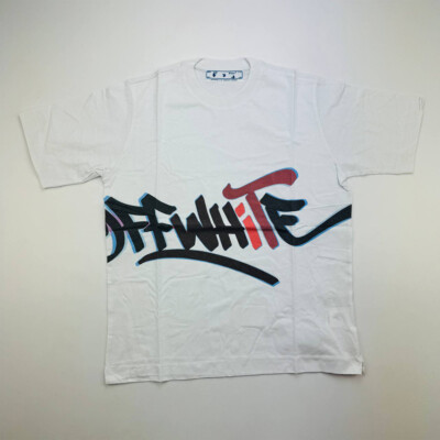 OFF-WHITE Men's Graffiti Milano Logo Print Oversize T-Shirt