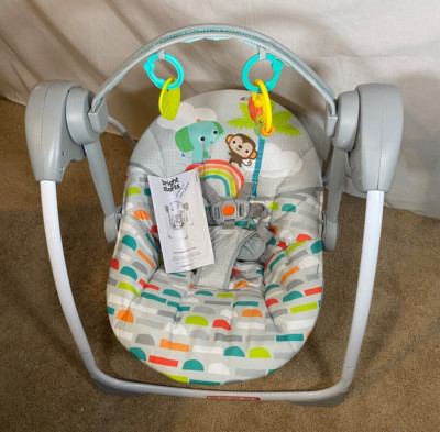Bright Starts Playful Paradise Portable Musical Baby Swing with 2 Toys