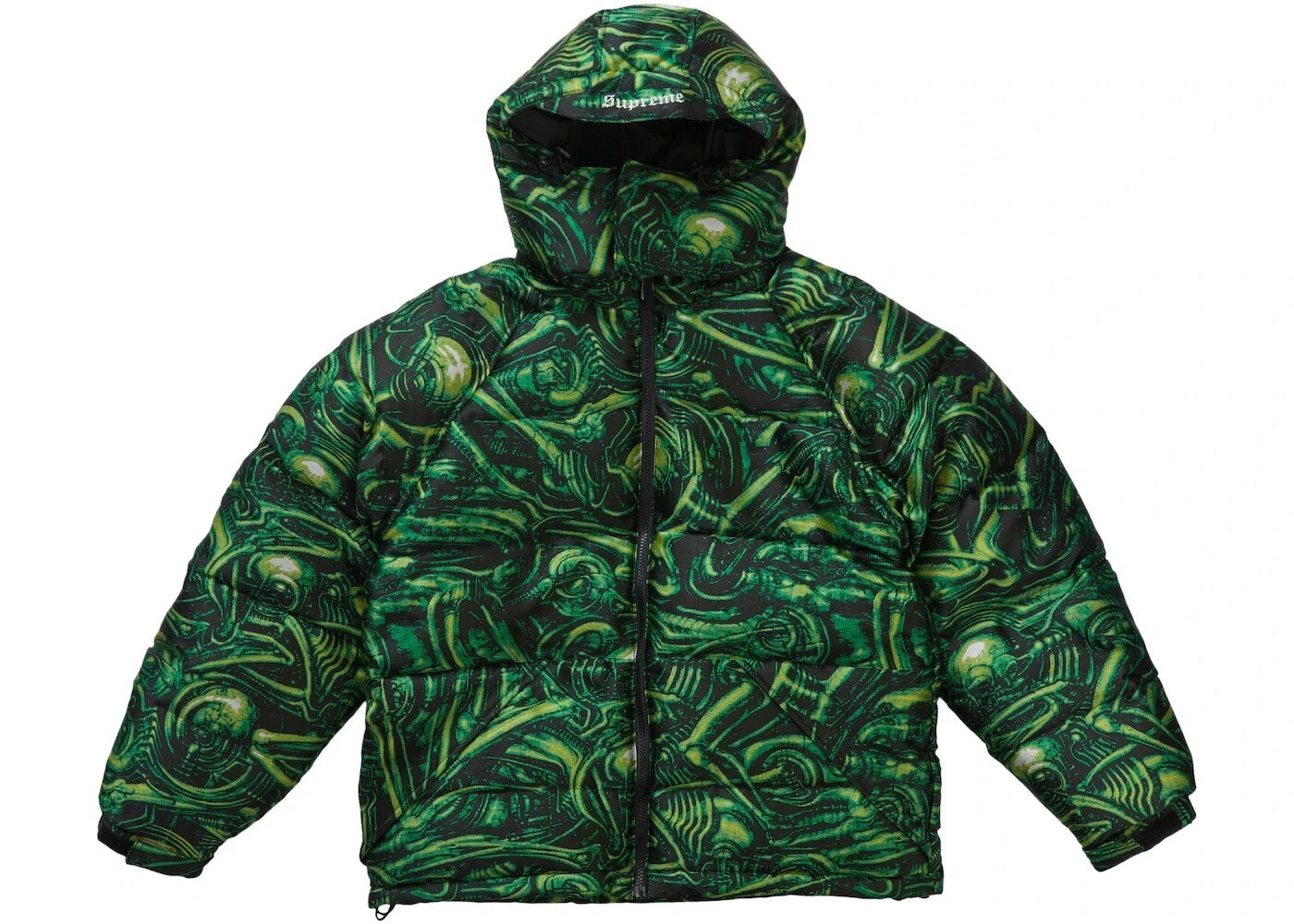 Veste tampon en duvet jacquard Supreme H. R. Giger verte TAILLE XXL FW23
