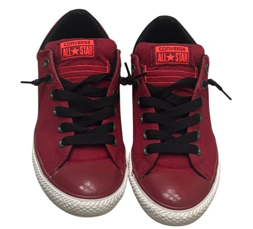Rote Converse Leder Low Top Sneaker für Kinder: Größe 5 (große Kinder)