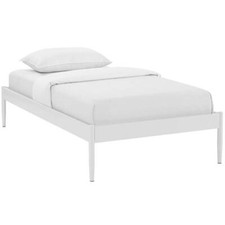 Marco de cama doble de acero con recubrimiento en polvo moderno Modway Elsie en blanco