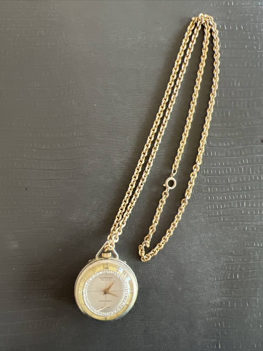 Vintage NORMAN DE LUXE Gold Tone Watch Chain Pendant  display picture 1