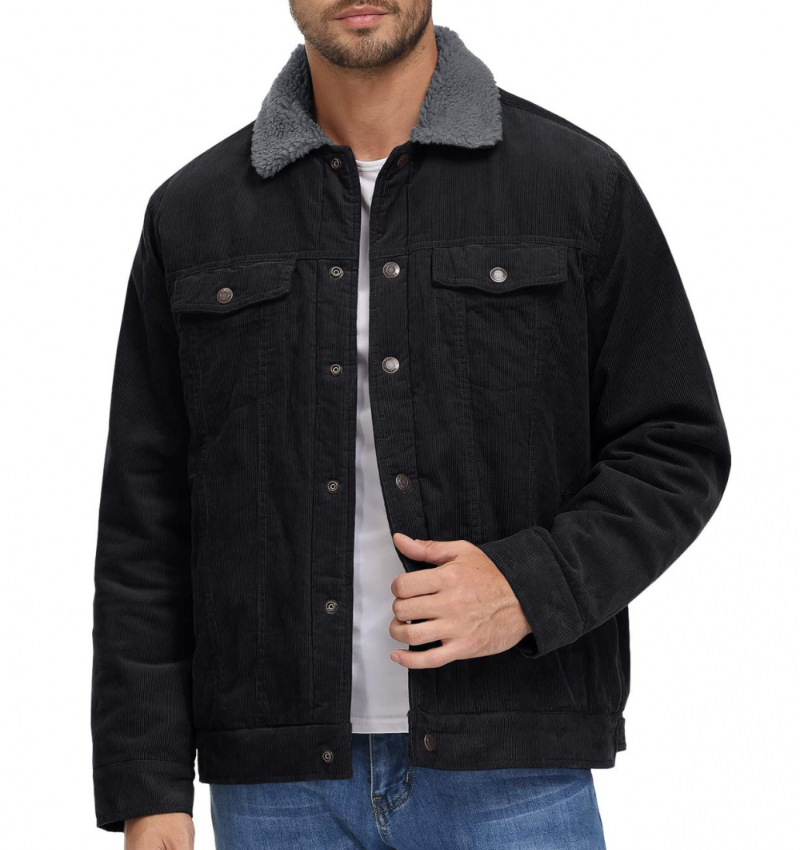 Men's Corduroy Trucker Winter Casual Jacket Sherpa Lined Cotton