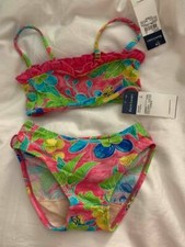 Polo Ralph Lauren Little Girl's 2 Pc Baby Bikini Swimsuit Floral Ruffle 2/2T NWT