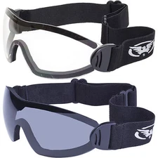 2 Goggles Motorcycle Riding Skydive Googles Clear & Smoke & 2 storages pouches.
