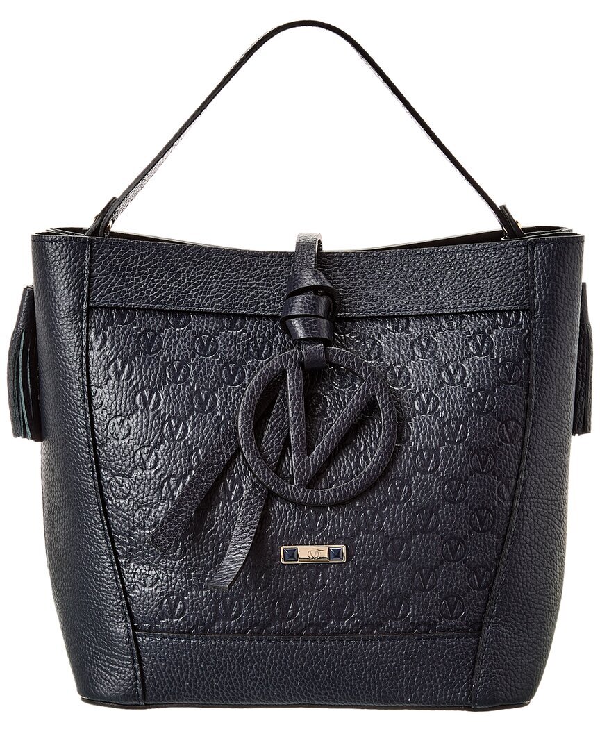 Valentino By Mario Valentino Женская кожаная сумка через плечо Callie Medallion синего цвета