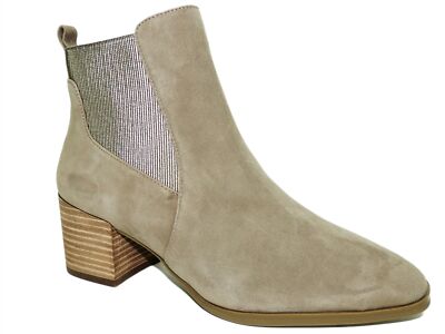 Anne Klein Women's Parson Chelsea Booties Metallic Taupe Suede Size 5.5 M