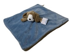 New Carters Tan Puppy Dog Blue Plush Security Baby Blanket Lovey Soft