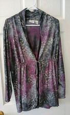 Chico's Cardigan Open Tie Front Purple & Silver USA Made Size 3