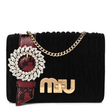 Miu Miu Black Matelasse Python-trim Crystal My Miu Shoulder Bag