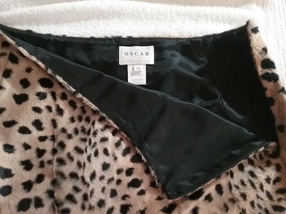 Oscar De La Renta - Falda Lápiz Guepardo Estampado Animal Talla 10 Excelente Usada  Foto 3 de 4