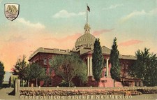 Postcard Santa Fe New Mexico NM State Capitol Gold Embossed With State Seal