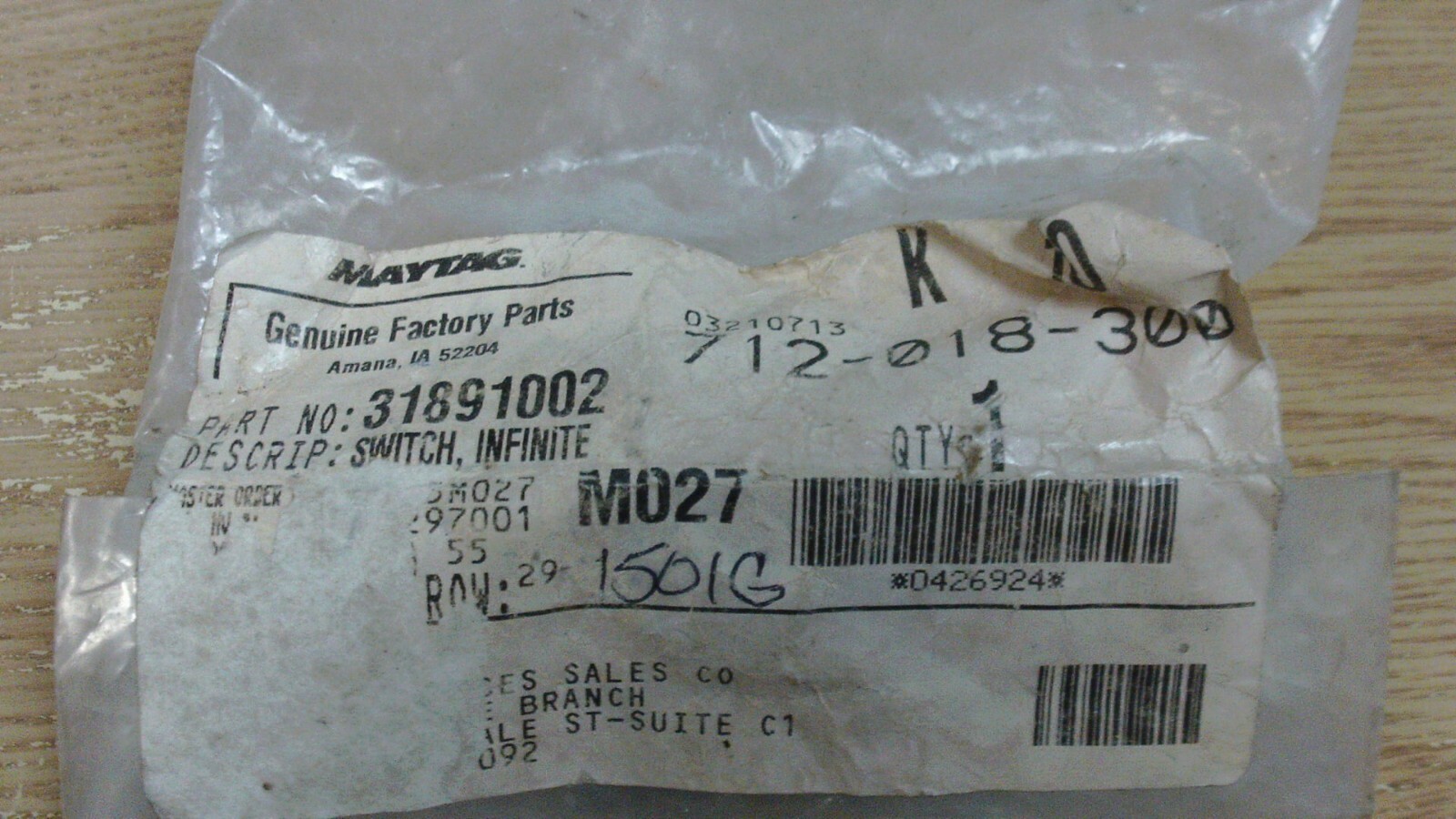 Maytag Stove Infinite Switch 31891002 AP6278044 PS12347313 eBay