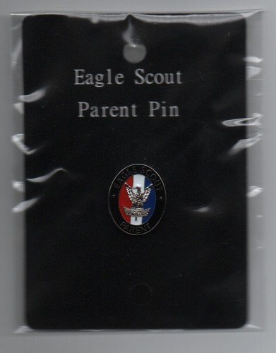 Pin de reconocimiento de padres Eagle Scout, metal ovalado, rojo/blanco/azul sobre negro, ¡como nuevo! - Imagen 2 de 2