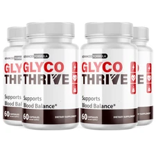 Glyco Thrive - Cardiovascular Health, Blood Pressure & Sugar Support- 4 Bottles
